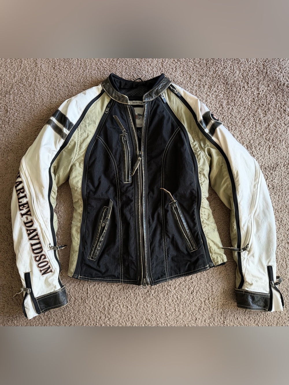 Vintage Harley-Davidson Riding Gear women's motorcycle jacket leather trim logo